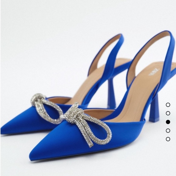 ZARA EMBELLISHED BOW HEELED SLINGBACKS - Picture 2 of 4